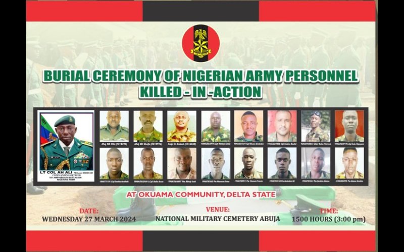 Tinubu To Attend Wednesday Burial Of 17 Soldiers Killed In Delta