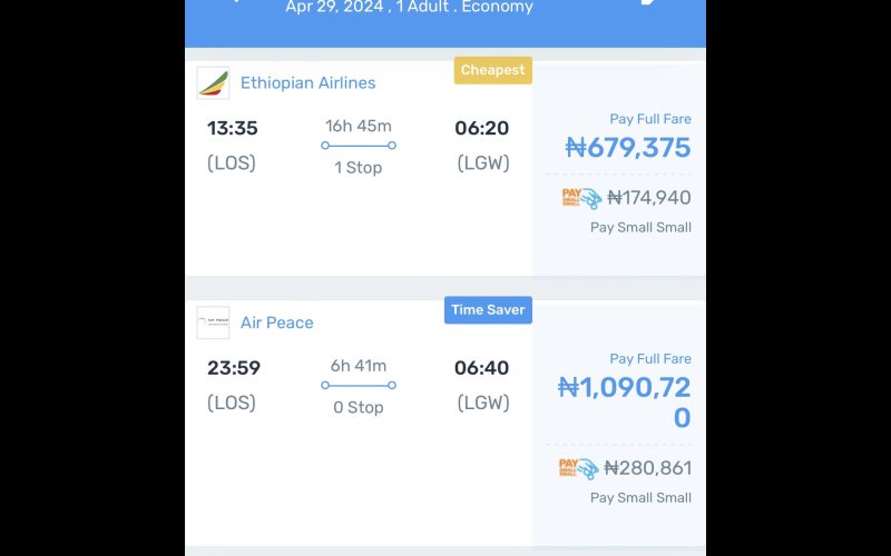 Price War: Ethiopian Airlines On Lagos -london Route Now Cheaper Than Air Peace