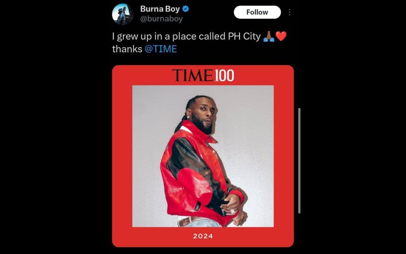 Burna Boy Makes List Of Time Magazine’s 100 Most Influential People 2024