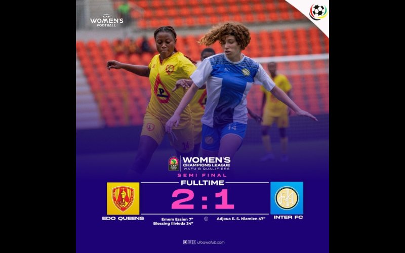 Edo Queens Defeats Inter Abidjan 2-1 In CAF Women's Champions League Qualifiers