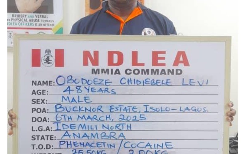 NDLEA arrests auto spare parts dealer over 77.50kg cocaine, others