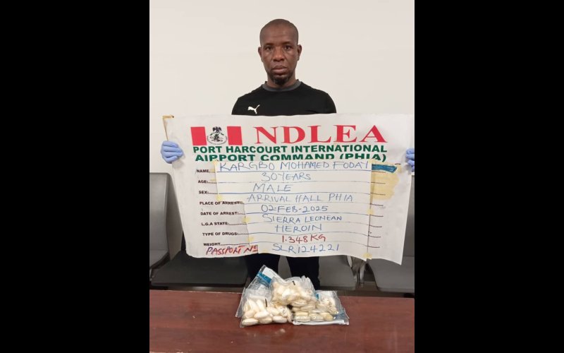 Two drug kingpins excrete 125 wraps of heroin at Lagos, Port Harcourt airports