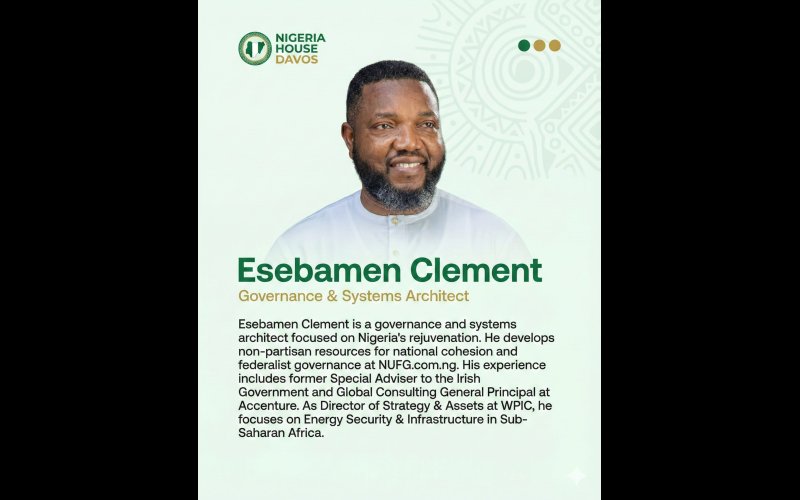 Esebamen Clement Leads Governance Conversations at Nigeria House Davos