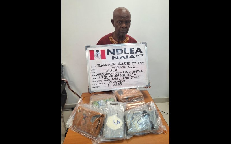 NDLEA Arrests 74-Year-Old Man at Abuja Airport With 11kg of Cocaine Hidden in Food Items