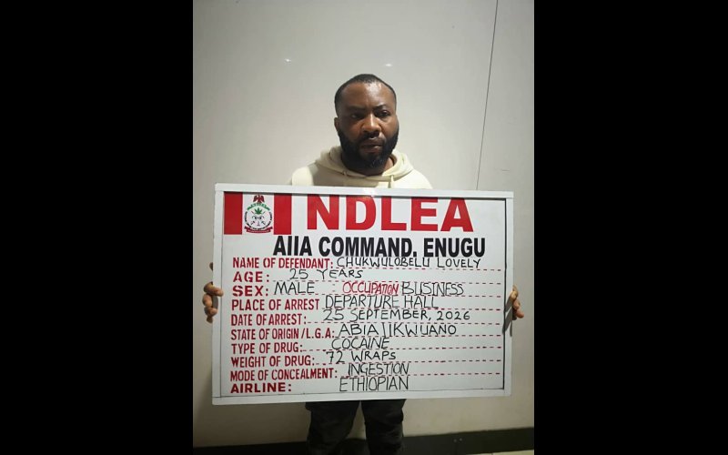 Europe-bound bridegroom excretes 72 wraps of cocaine at Enugu airport