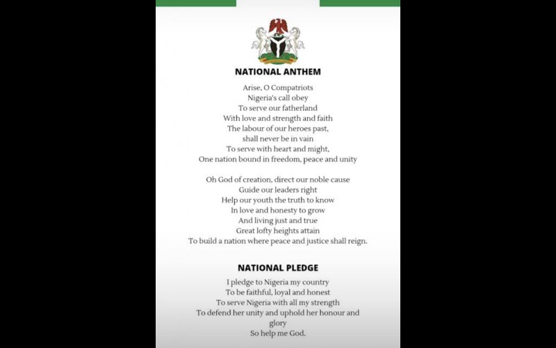Hail Nigeria! - Where national anthem is priority over people