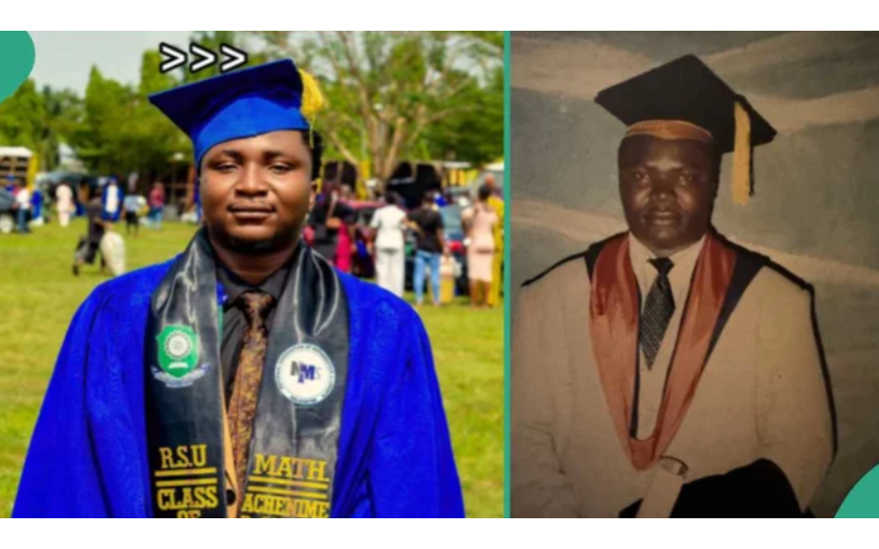 Rivers State University Graduate Goes Viral Because of The Resemblance Between Him And His Father