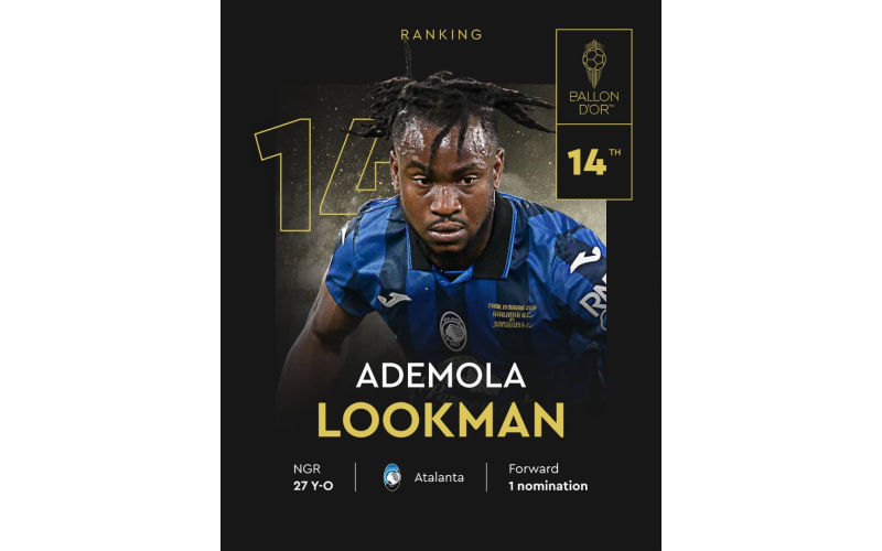 Ballon d'Or: Ademola Lookman Ranked 14th Best Player