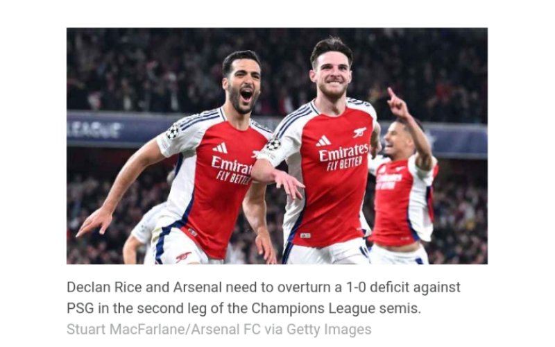 Rice Urges ‘Magic Moments’ as Arsenal Seek Historic Champions League Final Berth