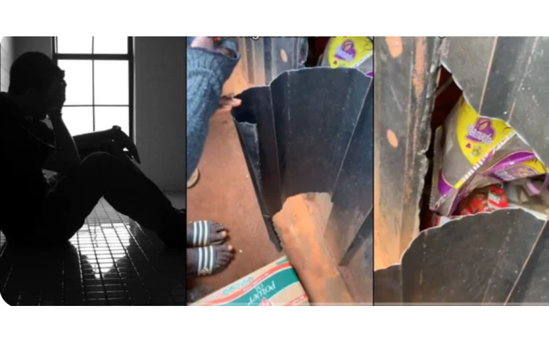 Businessman laments as thieves burst into his container shop to steal bags of rice